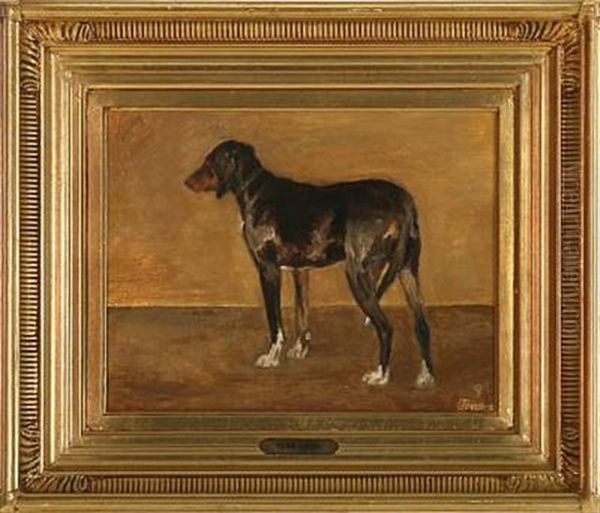 A Brown Sporting Dog Oil Painting by Peter Vilhelm Ilsted