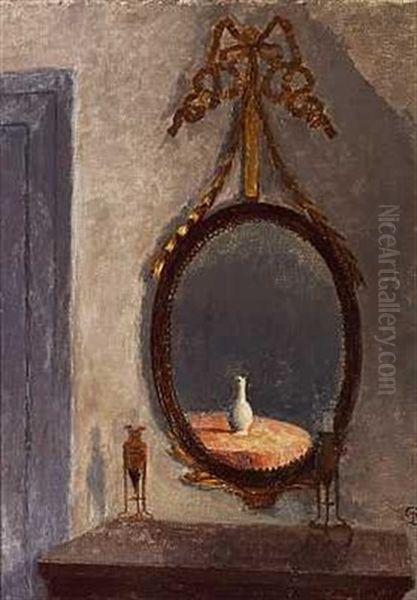 Interior Fra Liselund Med Et Liselundspejl. I Spejlet Ses En Lille Kinesisk Vase Oil Painting by Peter Vilhelm Ilsted