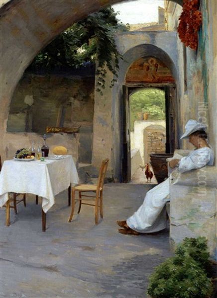 For Frokost Oil Painting by Peter Vilhelm Ilsted