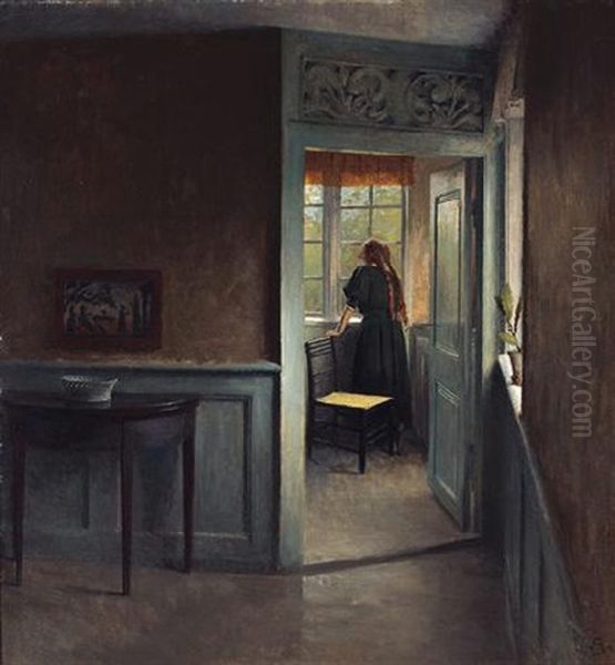 Stille Stund Oil Painting by Peter Vilhelm Ilsted