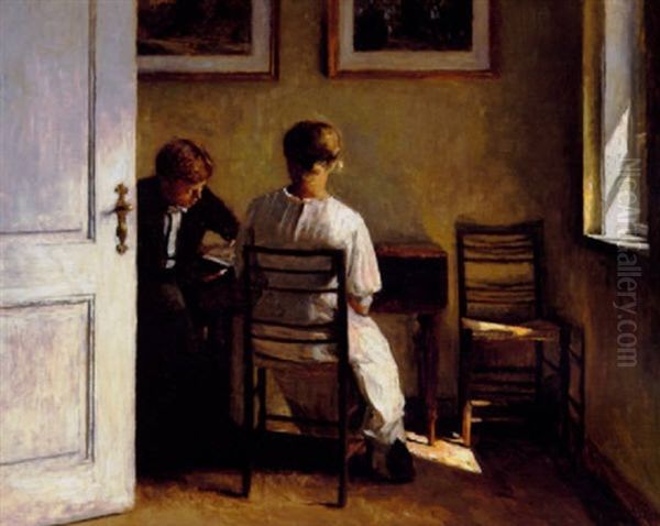 Unge Mennesker Oil Painting by Peter Vilhelm Ilsted