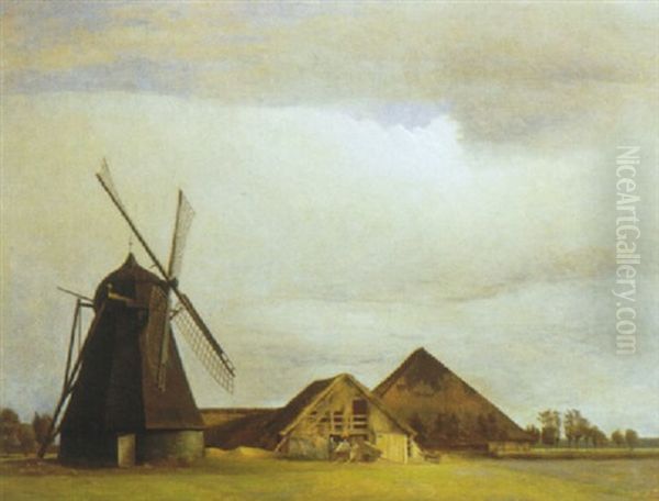 Vindmolle Ved Gammel Gard Oil Painting by Peter Vilhelm Ilsted