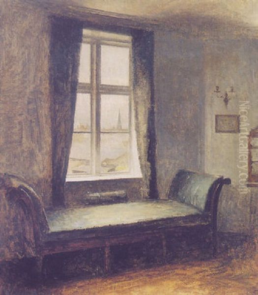 Interior Med Chaiselongue Oil Painting by Peter Vilhelm Ilsted