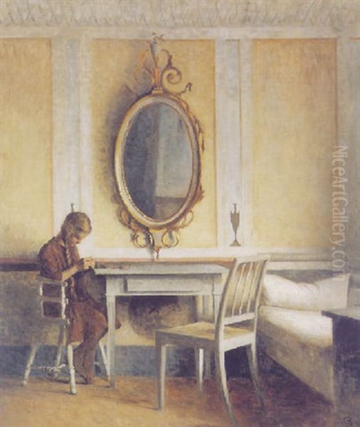 Interior Fra Liselund Med Lille Pige Oil Painting by Peter Vilhelm Ilsted