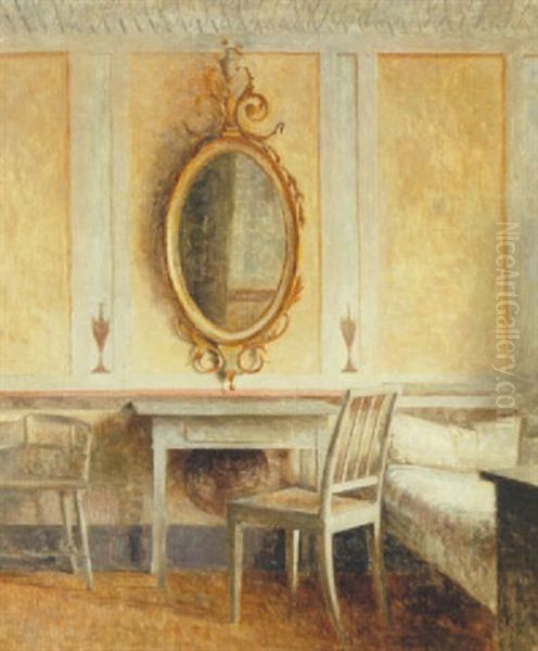 Interior Fra Liselund Slot Oil Painting by Peter Vilhelm Ilsted