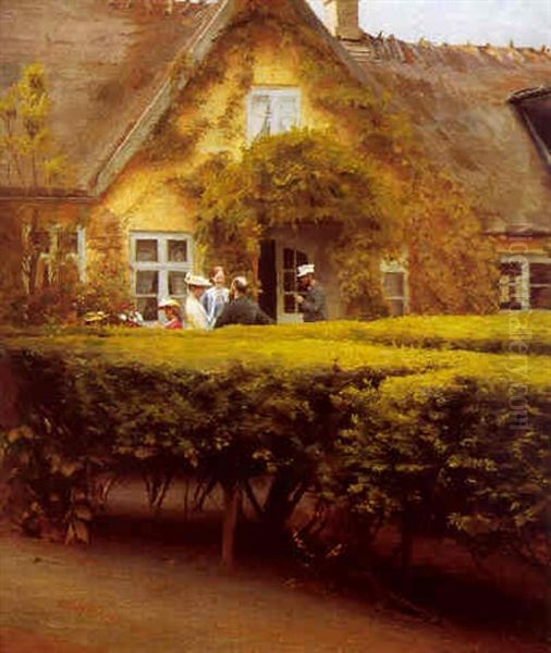 Maleren Tom Petersen Og Peter Ilsted Med Familie I Hornbaek Krohave Oil Painting by Peter Vilhelm Ilsted