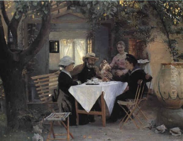 Pa Udflugt Med Bedstefar Oil Painting by Peter Vilhelm Ilsted