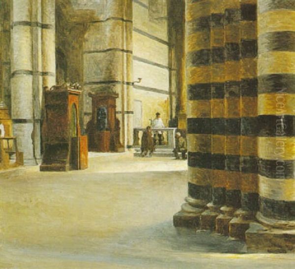 Inside Siena Cathedral, Italy Oil Painting by Peter Vilhelm Ilsted