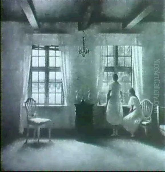 Expecting A Guest Oil Painting by Peter Vilhelm Ilsted