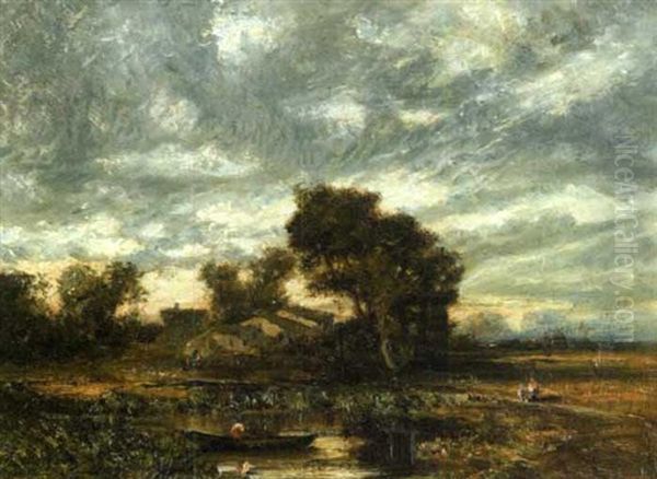 Campagne Sous Un Ciel Orageux Oil Painting by Edouard Auguste Imer