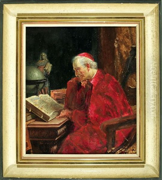 Kardinal Beim Lesen In Der Stube Oil Painting by Wilhelm Immenkamp