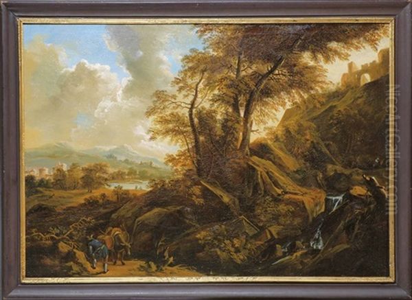 Weite Landschaft Mit Wasserfall Oil Painting by Philips Augustyn Immenraet