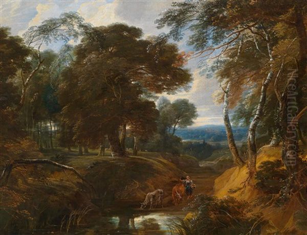 Eine Bewaldete Landschaft Oil Painting by Philips Augustyn Immenraet