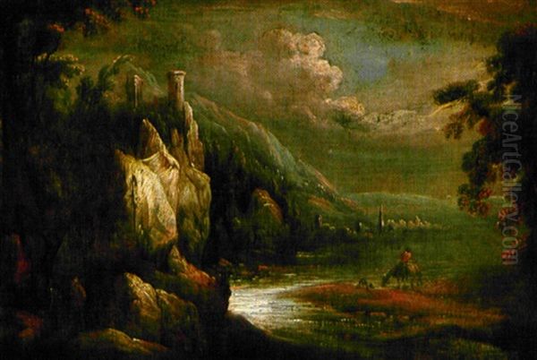 Paisaje Con Lago Oil Painting by Philips Augustyn Immenraet