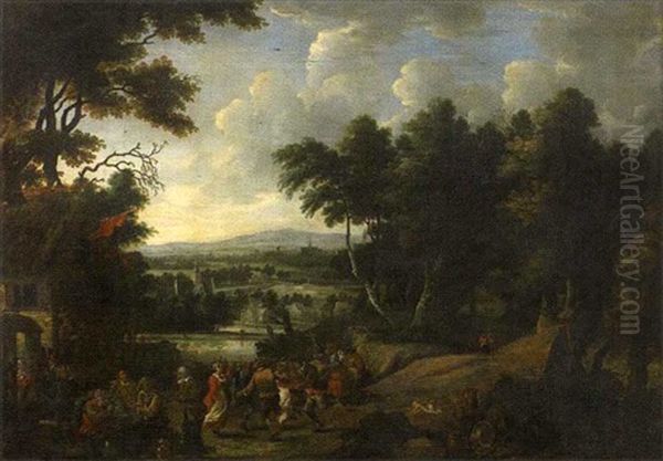 La Danse Villageoise Oil Painting by Philips Augustyn Immenraet