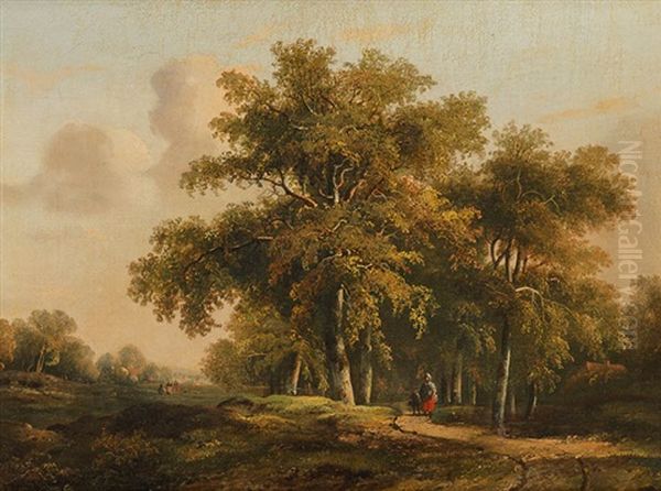 Bauerin Mit Sohn In Einem Wald Oil Painting by Christiaan Immerzeel