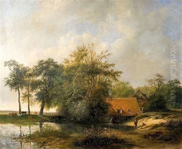 An Der Wassermuhle Oil Painting by Christiaan Immerzeel