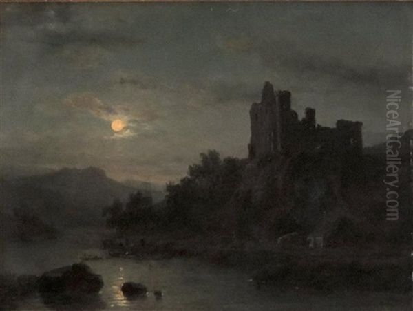 Paysage Du Rhin Avec Un Chateau Oil Painting by Christiaan Immerzeel