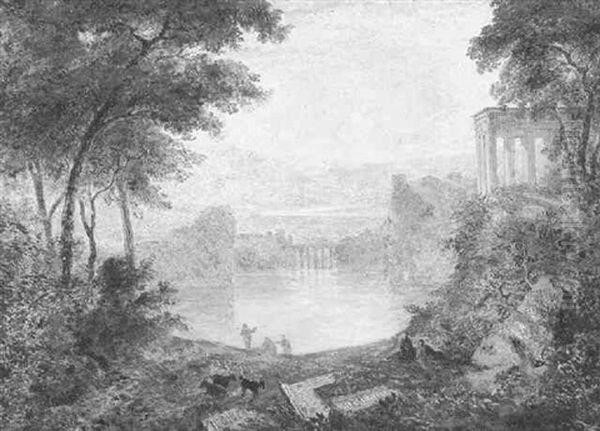 Capriccio Landscape With Ruins Oil Painting by Joseph Murray Ince