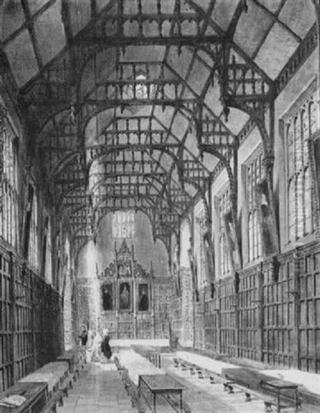 Trinity College Hall, Cambridge Oil Painting by Joseph Murray Ince