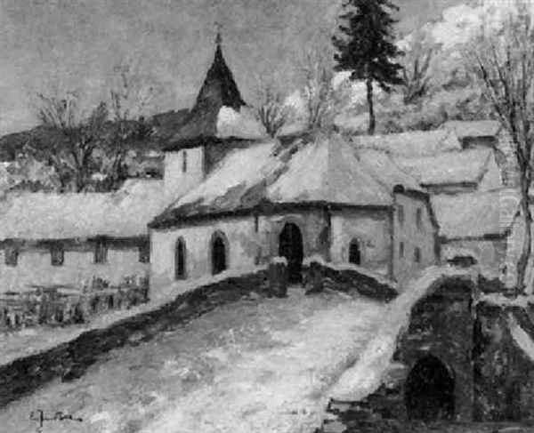 Winter In Kronenburg In Der Eifel Oil Painting by Ernst Inden