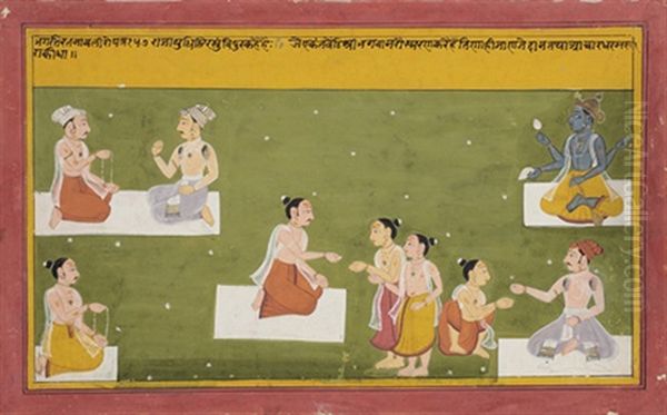 A Folio From The Bhakti Ratnavali Series Oil Painting by  Indian School-Mewar (18)