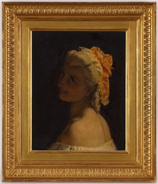 Portrait De Femme Aux Epaules Nues Oil Painting by Domenico Induno