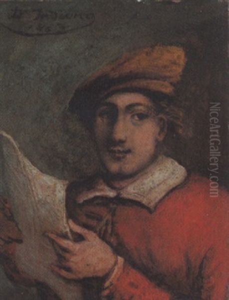 Portrat Eines Jungen Mannes In Rotem Gewand Oil Painting by Domenico Induno