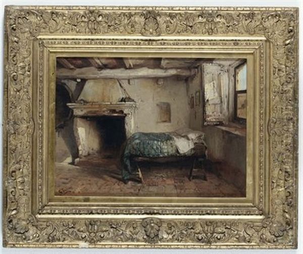 Interno Rustico Oil Painting by Girolamo Induno