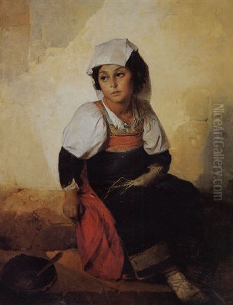 Bambina Oil Painting by Girolamo Induno