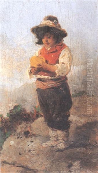 Giovane Pastorello Oil Painting by Girolamo Induno