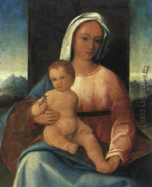 Madonna Col Bambino In Un Paesaggio Oil Painting by Pietro degli Ingannati