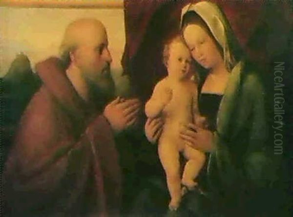 Die Heilige Familie Ei Einer Landschaft Oil Painting by Pietro degli Ingannati