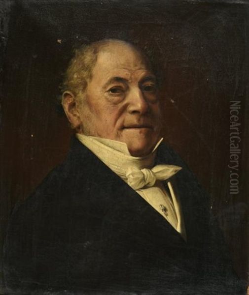 Portrait D'homme De Trois Quart Face Oil Painting by Angelo Inganni