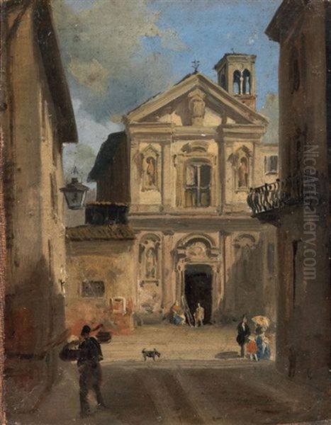 Santo Stefano In Borgogna Oil Painting by Angelo Inganni