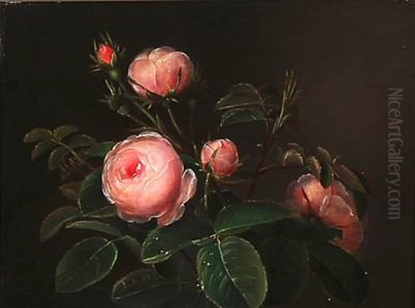 Pink Roses Oil Painting by Lucie Marie Ingeman