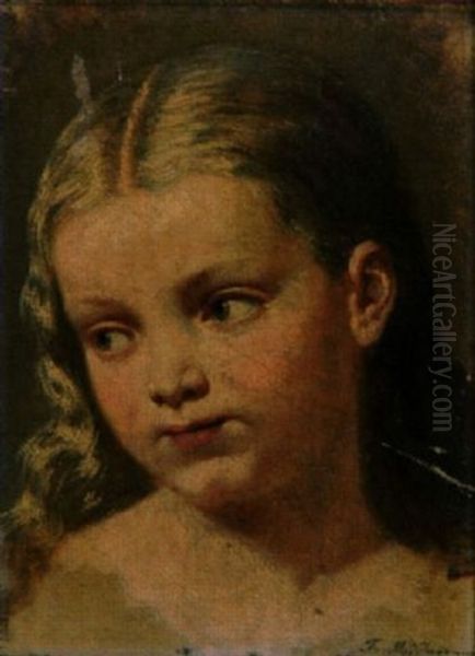 Portraitkopf Eines Kleinen Madchens Oil Painting by Franz Maria Ingenmey