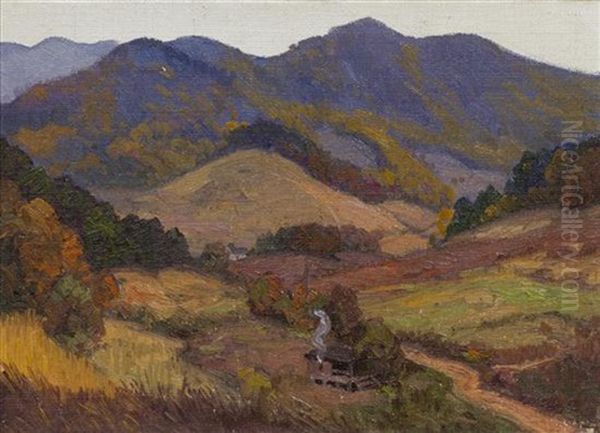 Home In The Valley Oil Painting by Rudolph F. Ingerle