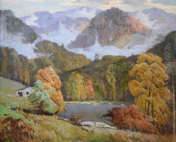 Along The Pigeon River Near Gatlinburg, Tennessee Oil Painting by Rudolph F. Ingerle