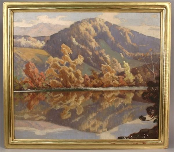 Mirrored Mountain Oil Painting by Rudolph F. Ingerle