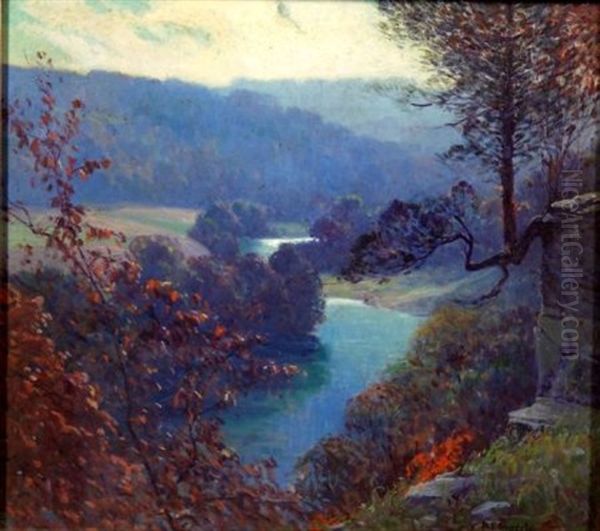 Lover's Leap, Galena, Mo., Ozark Mountains Oil Painting by Rudolph F. Ingerle