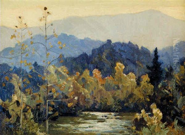 Smokey Mountain Landscape Oil Painting by Rudolph F. Ingerle