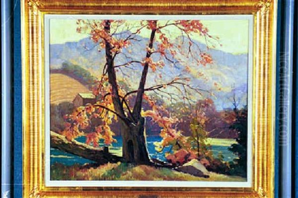 On The Banks Of The Tuckaseegee (bryson, North Carolina) Oil Painting by Rudolph F. Ingerle