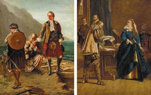 Prince Charlie Leaving Scotland, Loch Nauach Oil Painting by James Inglis