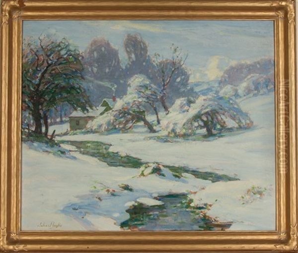 Winter Landscape With Stream Oil Painting by John J. Inglis