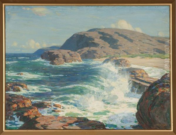 Seascape With Rocky Coast Oil Painting by John J. Inglis