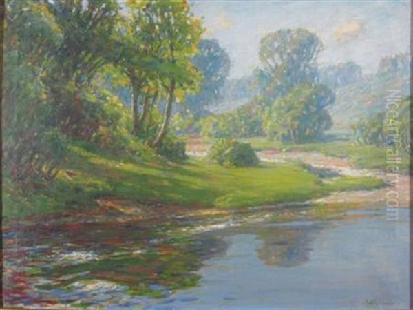 Summer River Landscape Oil Painting by John J. Inglis