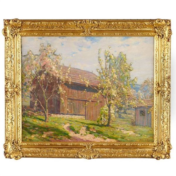 Blossom Trees And Barns Oil Painting by John J. Inglis