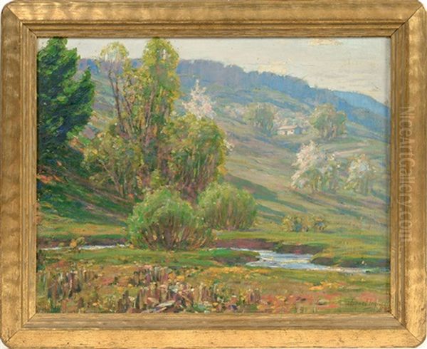 Spring Stream Scene Oil Painting by John J. Inglis