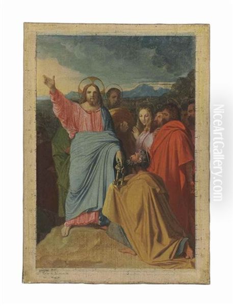 Christ Delivering The Keys To St. Peter Oil Painting by Jean-Auguste-Dominique Ingres